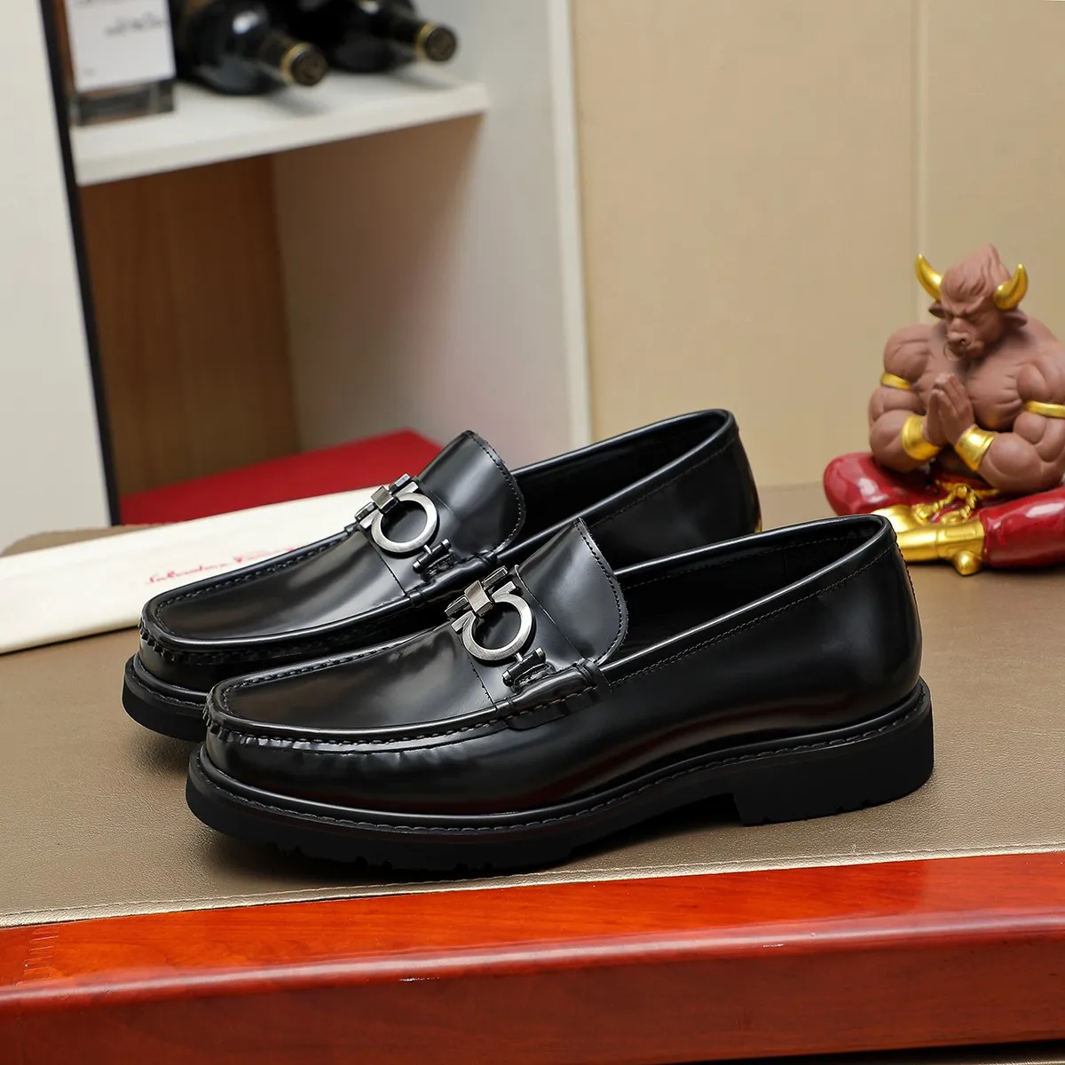 Men's shoes 💰500 Ferragamo [Ferragamo] top imported suit men's shoes 💯Original copy of the official website, product materials: selected imported embossed calfskin + luxury hardware buckle accessories ~ imported water-dyed cow 🐂 leather lining. Strong three-dimensional visual effect, original combination outsole, multiple colors available😘 Size: 38-44 (.45.46.4. Customized)